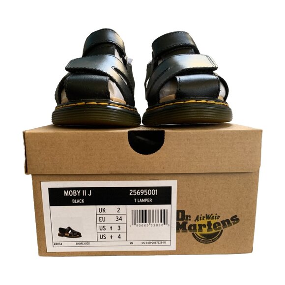 NWT DR. MARTENS Kids Black Junior Moby II Leather Velcro Sandals Sz 4 - Picture 9 of 9